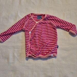 Kickee Pants girls 2 tone striped wrap top button closure GUC